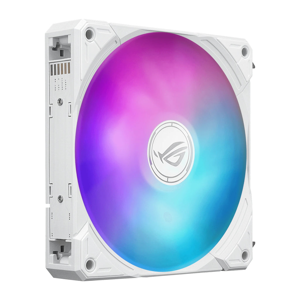 ASUS ROG Ryuo IV SLC 360 ARGB Blanc — vue des ventilateurs 4 du watercooling AIO sur fond blanc carré — réf. 90RC0152-B0EAY0