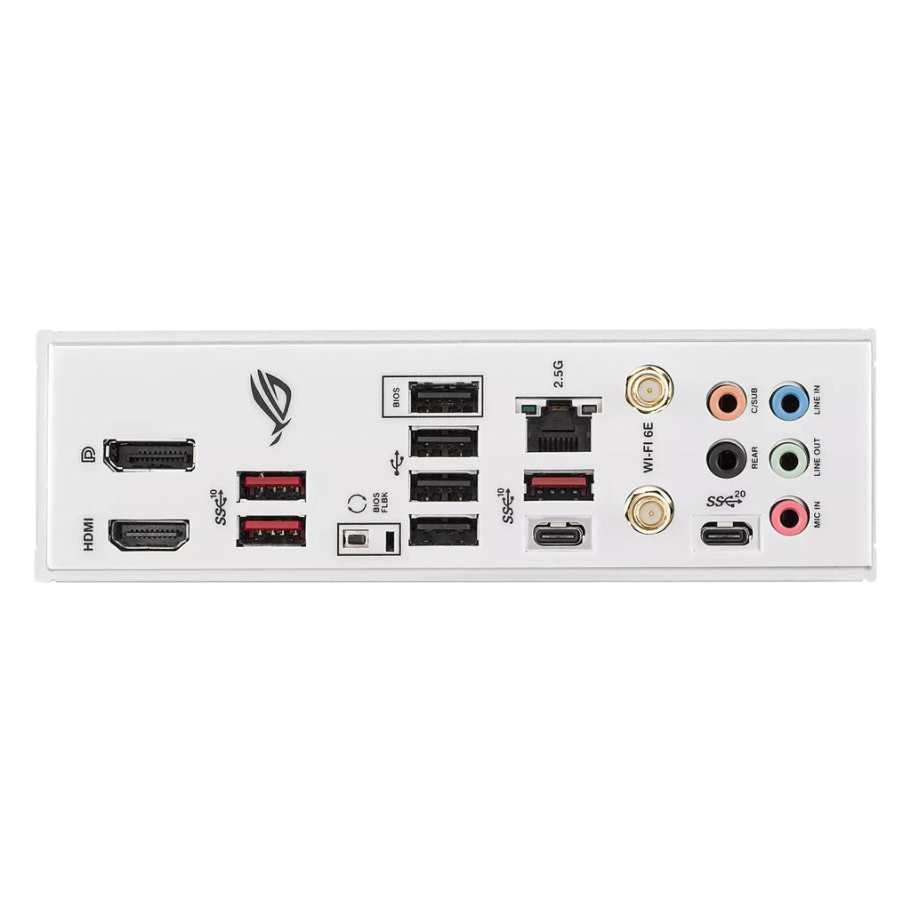 ASUS ROG STRIX B650-A GAMING WIFI — connectique arrière sur fond blanc carré — réf. 90MB1BP0-M0EAY0