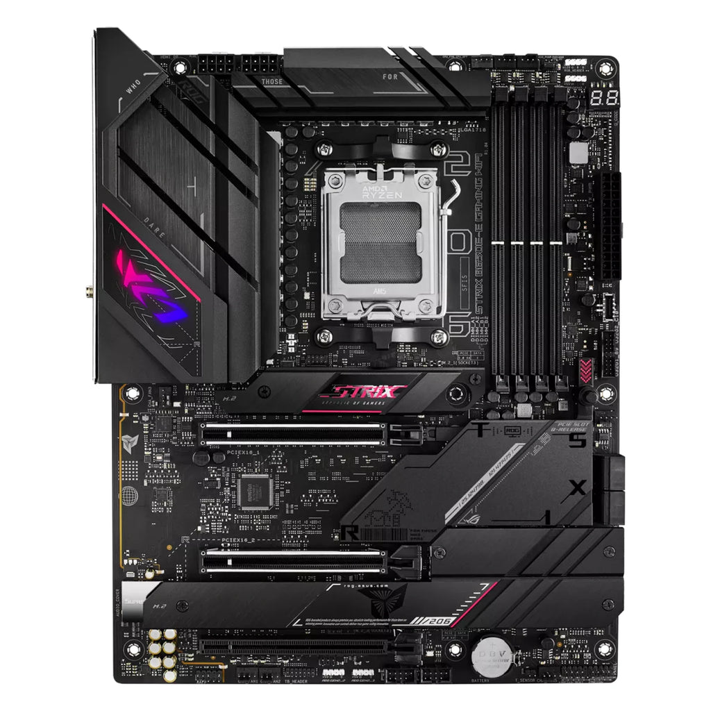 ASUS ROG STRIX B650E-E GAMING WIFI — vue principale sur fond blanc carré — réf. 90MB1BB0-M0EAY0
