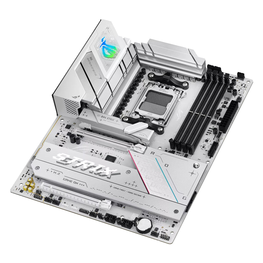 ASUS ROG STRIX B850-A GAMING WIFI — vue de dessus sur fond blanc carré — réf. 90MB1J50-M0EAY0