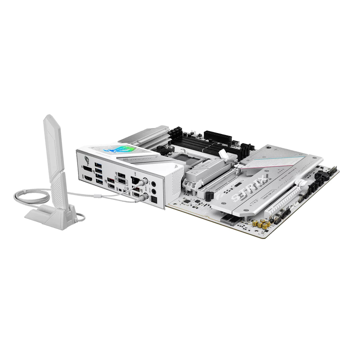 ASUS ROG STRIX B850-A GAMING WIFI — connectique arrière sur fond blanc carré — réf. 90MB1J50-M0EAY0