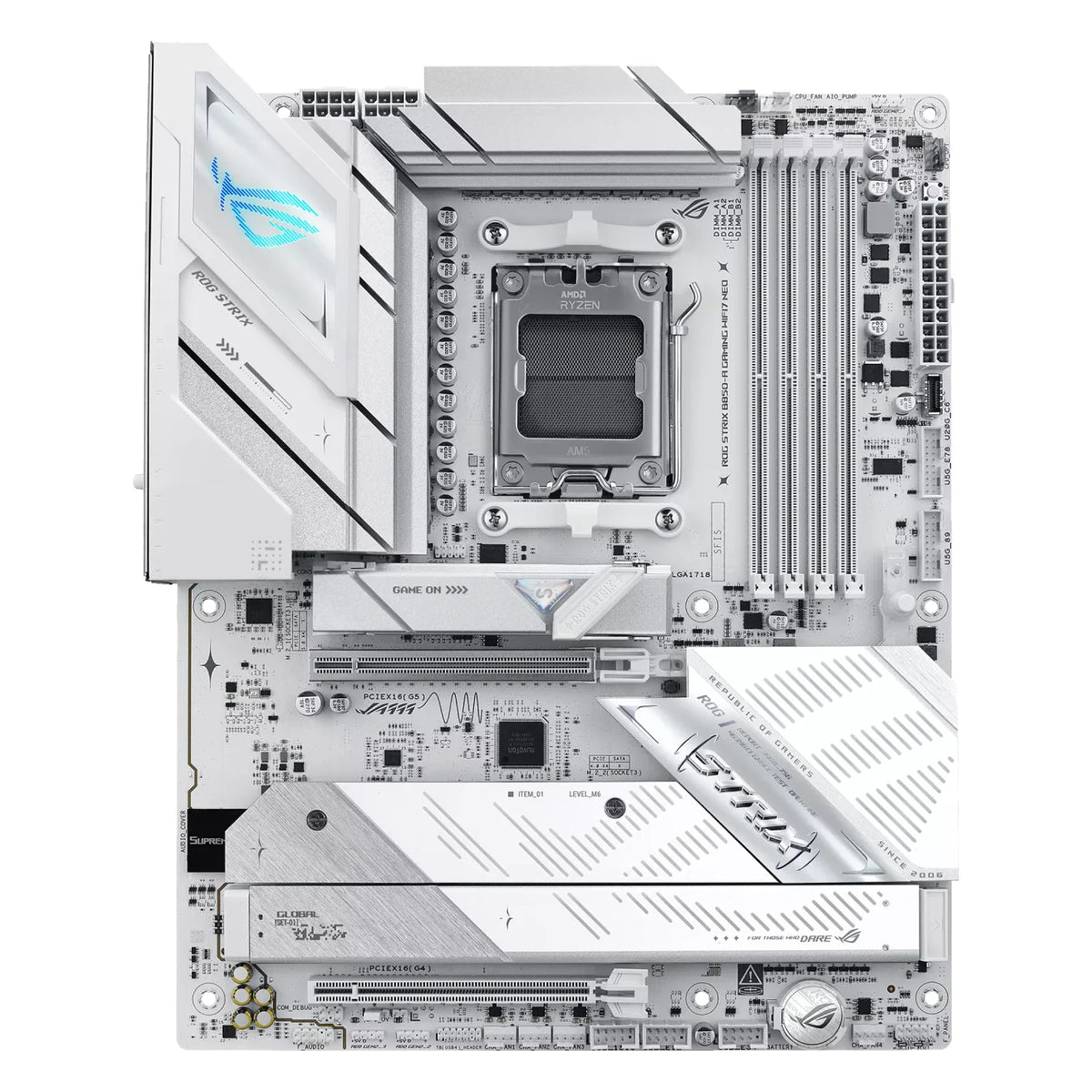 ASUS ROG STRIX B850-A GAMING WIFI7 NEO — vue principale sur fond blanc carré — réf. 90MB1P10-M0EAY0