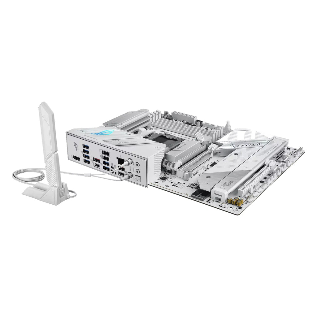 ASUS ROG STRIX B850-A GAMING WIFI7 NEO — vue en perspective sur fond blanc carré — réf. 90MB1P10-M0EAY0