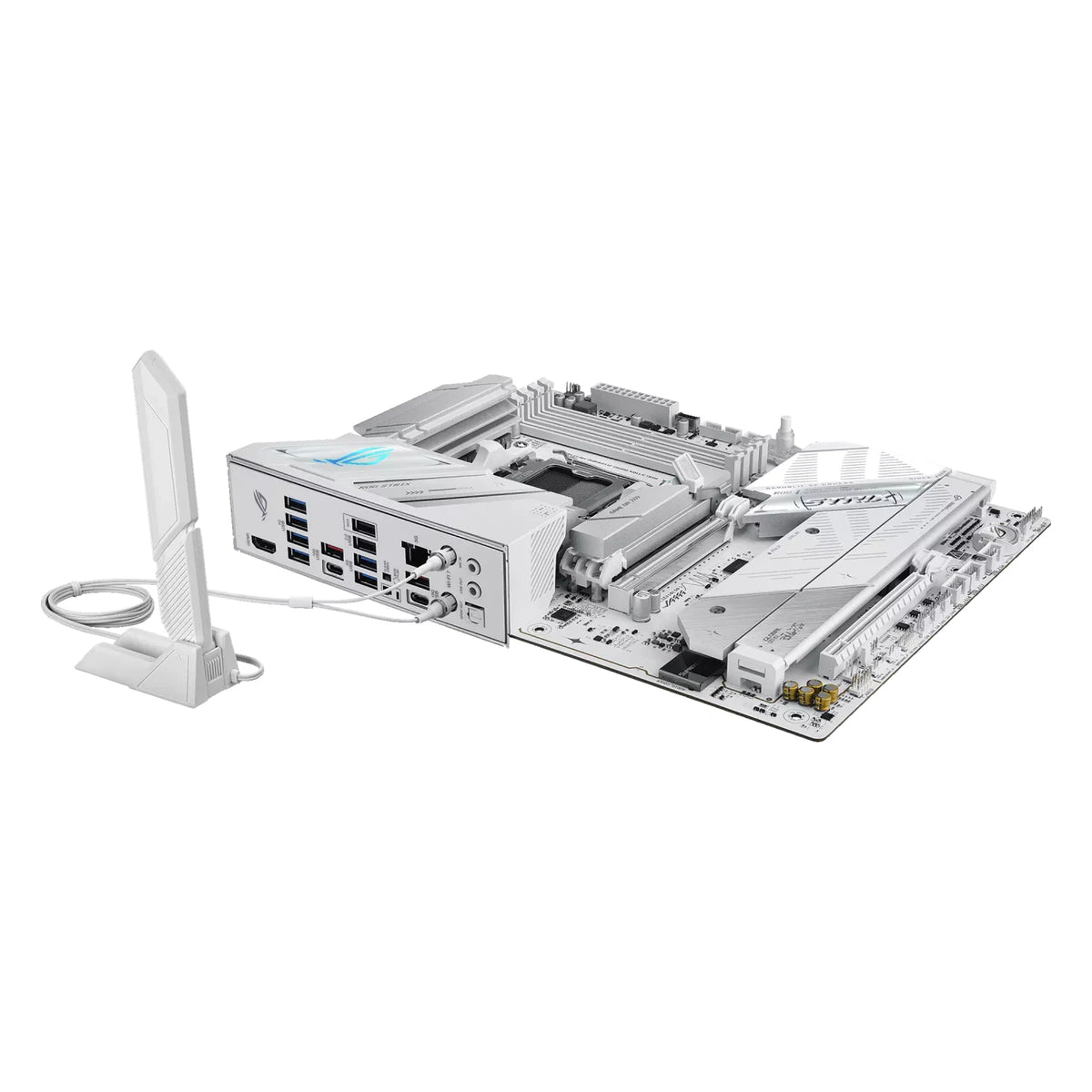 ASUS ROG STRIX B850-A GAMING WIFI7 NEO — vue en perspective sur fond blanc carré — réf. 90MB1P10-M0EAY0
