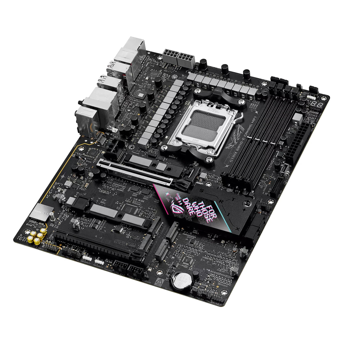 ASUS ROG STRIX B850-E GAMING WIFI — vue de dessus sur fond blanc carré — réf. 90MB1J60-M0EAY0
