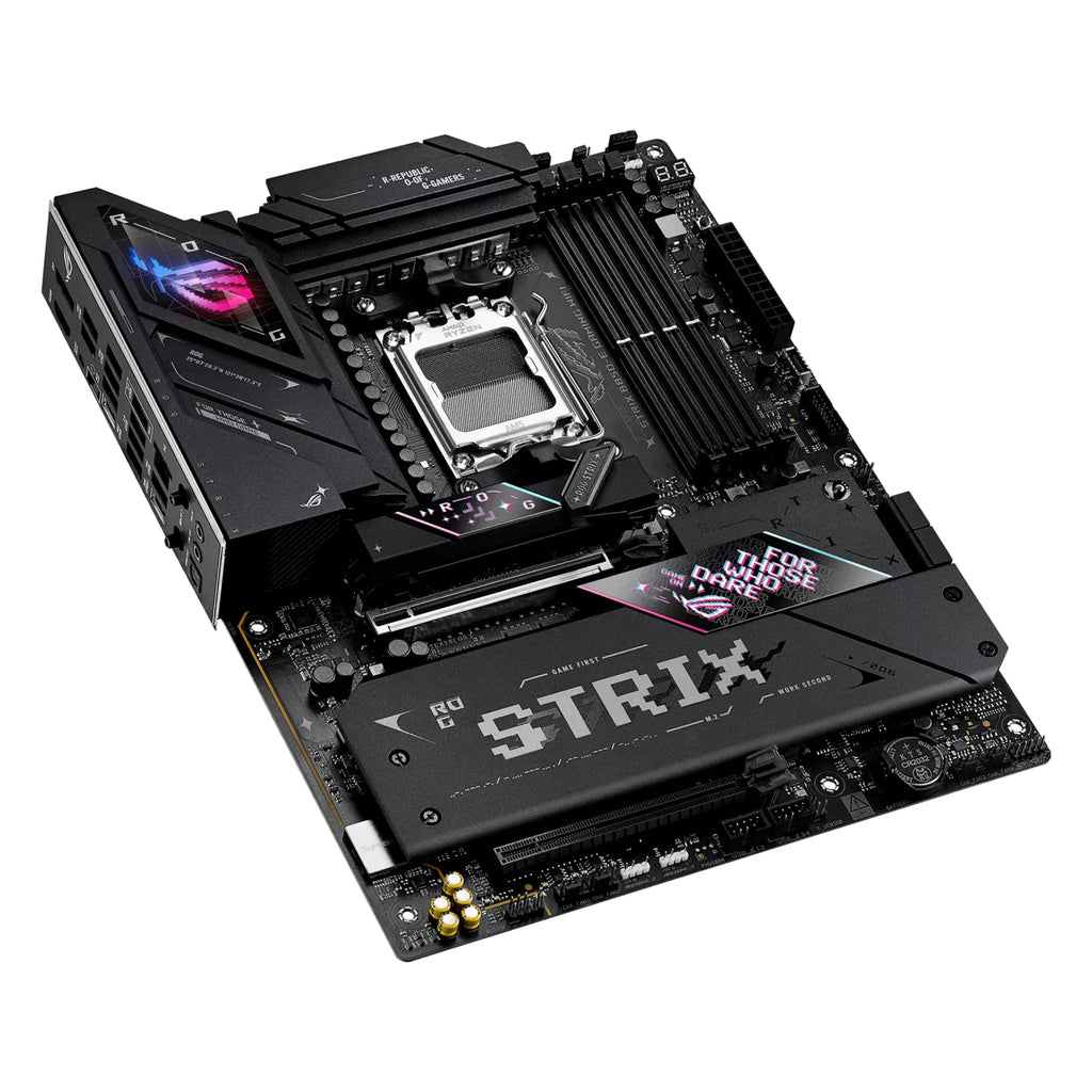 ASUS ROG STRIX B850-E GAMING WIFI — vue de dessus sur fond blanc carré — réf. 90MB1J60-M0EAY0
