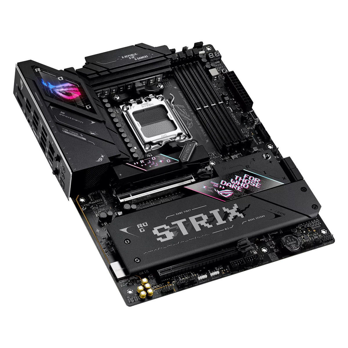ASUS ROG STRIX B850-E GAMING WIFI — vue de dessus sur fond blanc carré — réf. 90MB1J60-M0EAY0