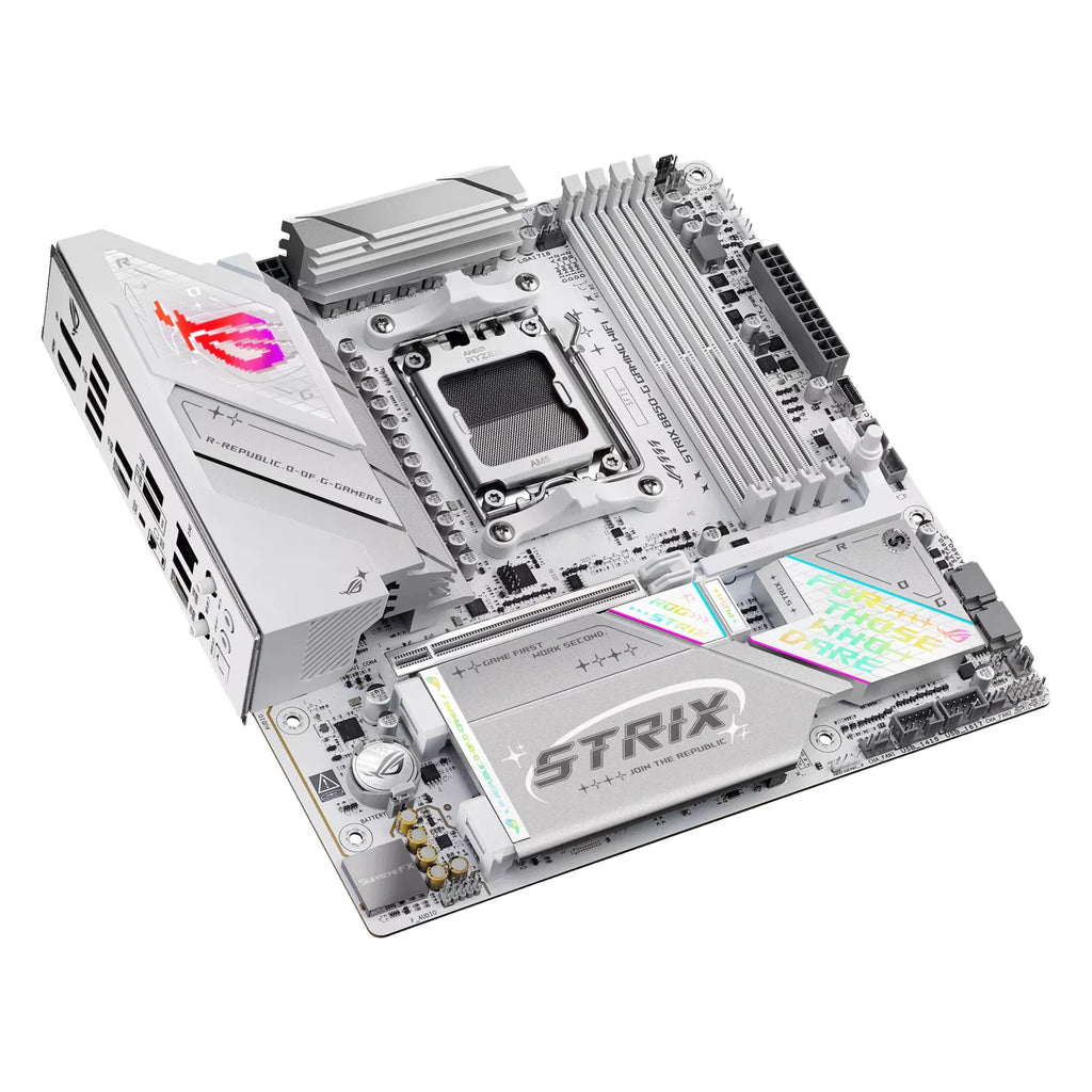 ASUS ROG STRIX B850-G GAMING WIFI — vue de dessus sur fond blanc carré — réf. 90MB1M30-M0EAY0