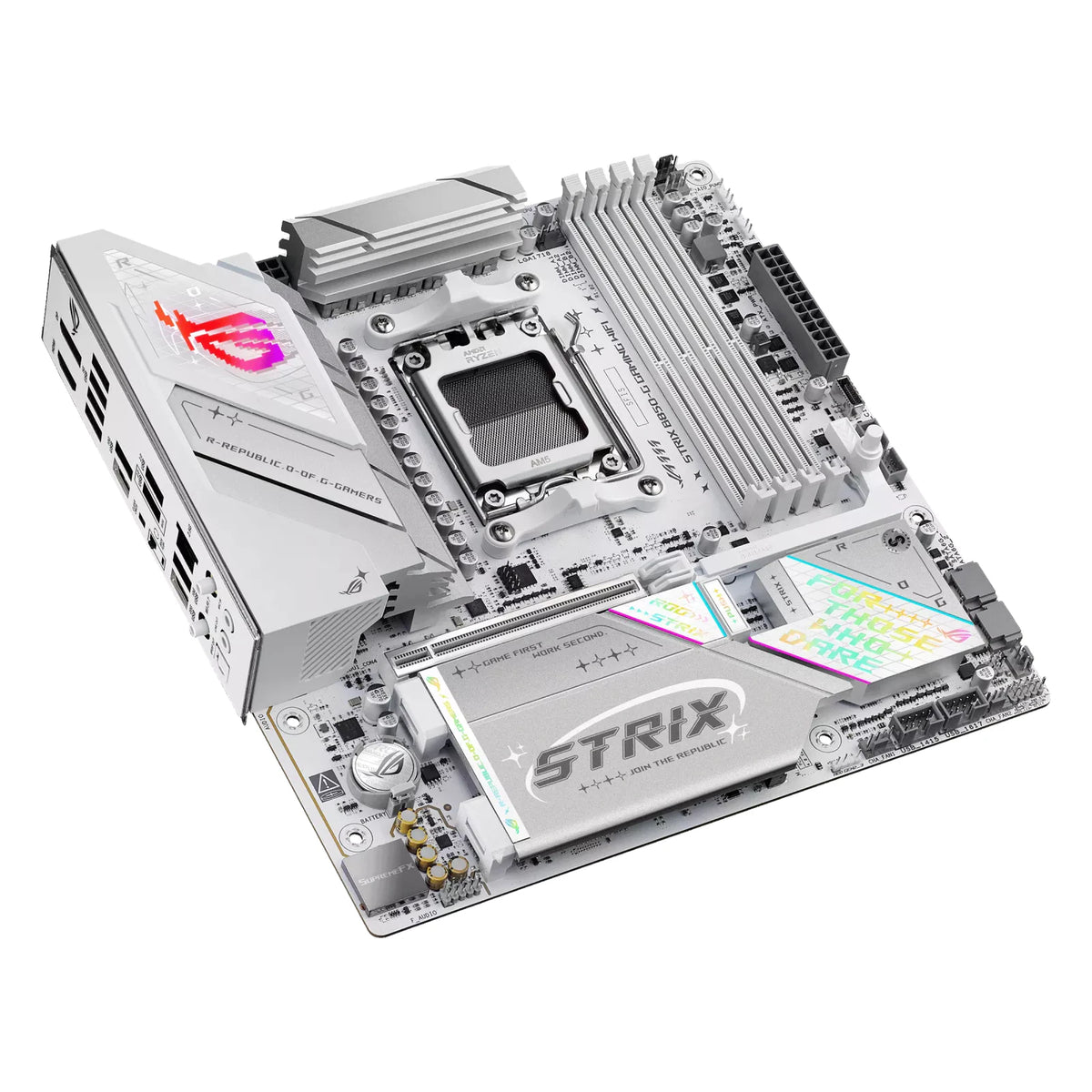 ASUS ROG STRIX B850-G GAMING WIFI — vue de dessus sur fond blanc carré — réf. 90MB1M30-M0EAY0