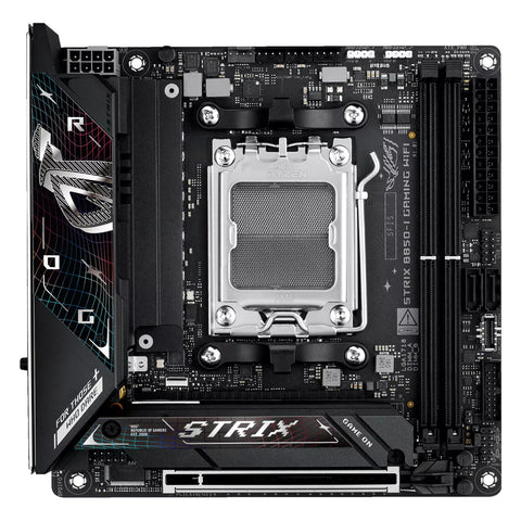 ASUS ROG STRIX B850-I GAMING WIFI — vue principale sur fond blanc carré — réf. 90MB1K30-M0EAY0