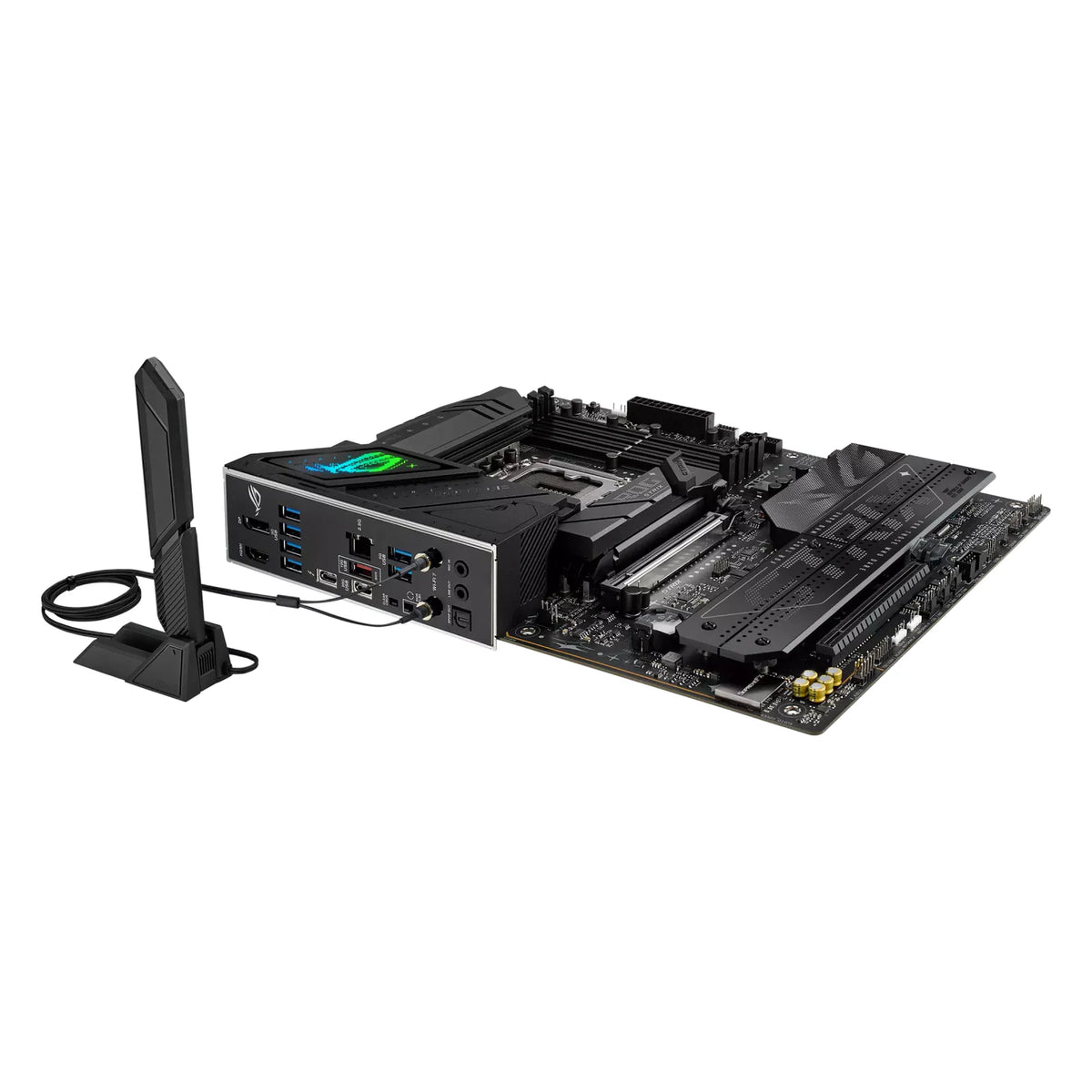 ASUS ROG STRIX B860-F GAMING WIFI — connectique arrière sur fond blanc carré — réf. 90MB1JG0-M0EAY0