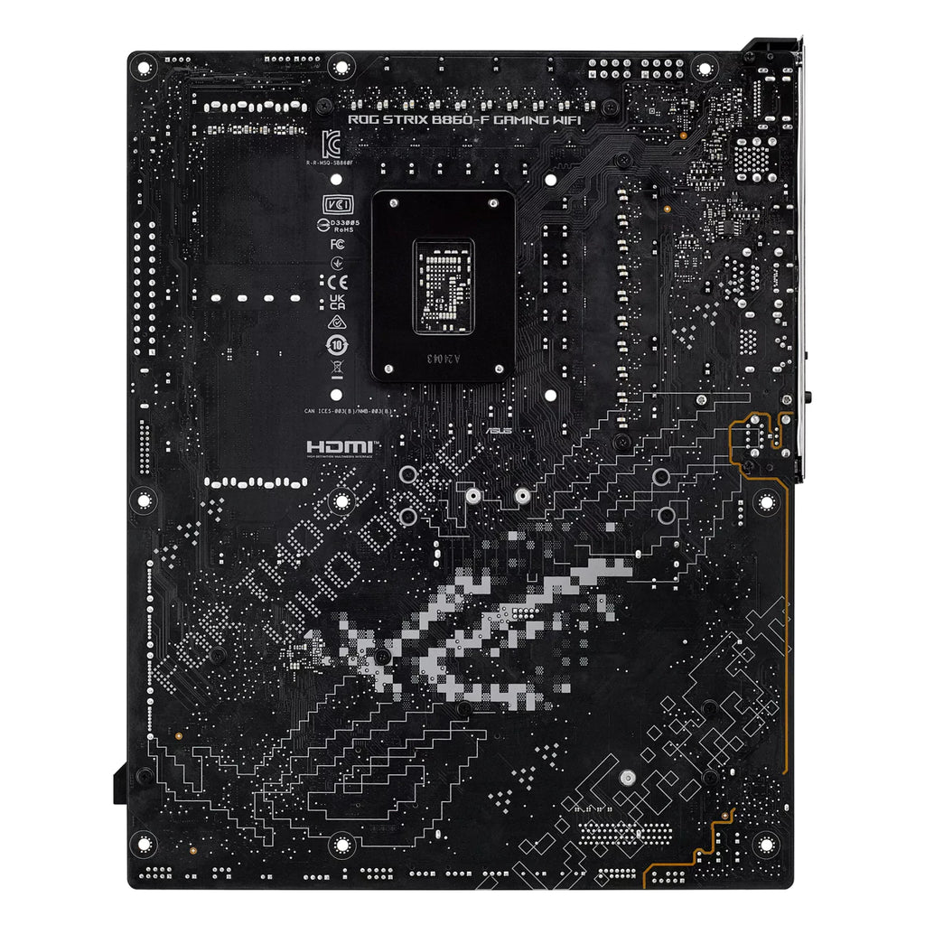 ASUS ROG STRIX B860-F GAMING WIFI — vue arrière sur fond blanc carré — réf. 90MB1JG0-M0EAY0
