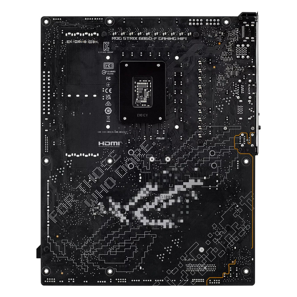 ASUS ROG STRIX B860-F GAMING WIFI — vue arrière sur fond blanc carré — réf. 90MB1JG0-M0EAY0