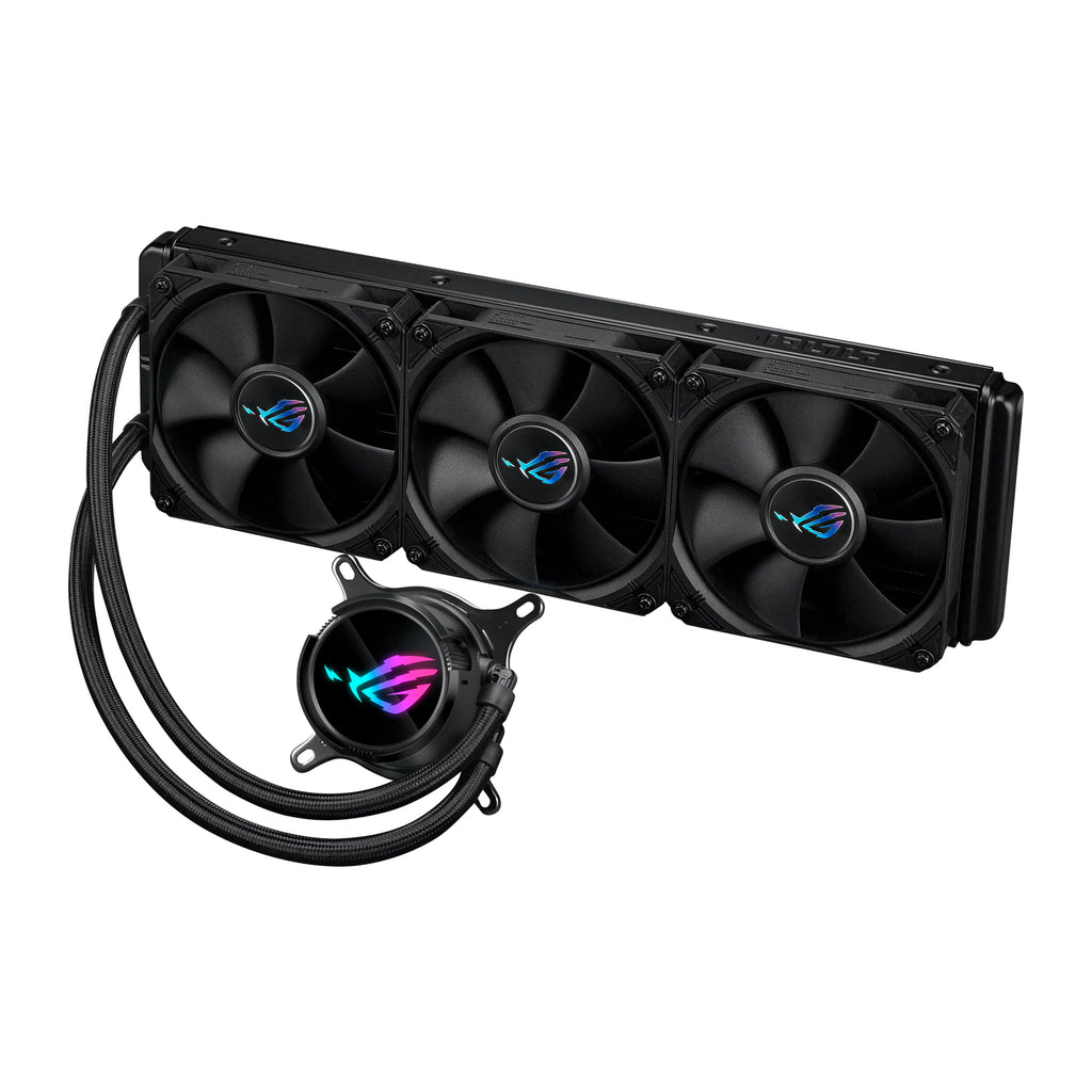 ASUS ROG Strix LC III 360 Noir — vue produit 2 du watercooling AIO sur fond blanc carré — réf. 90RC00T0-M0UAY0