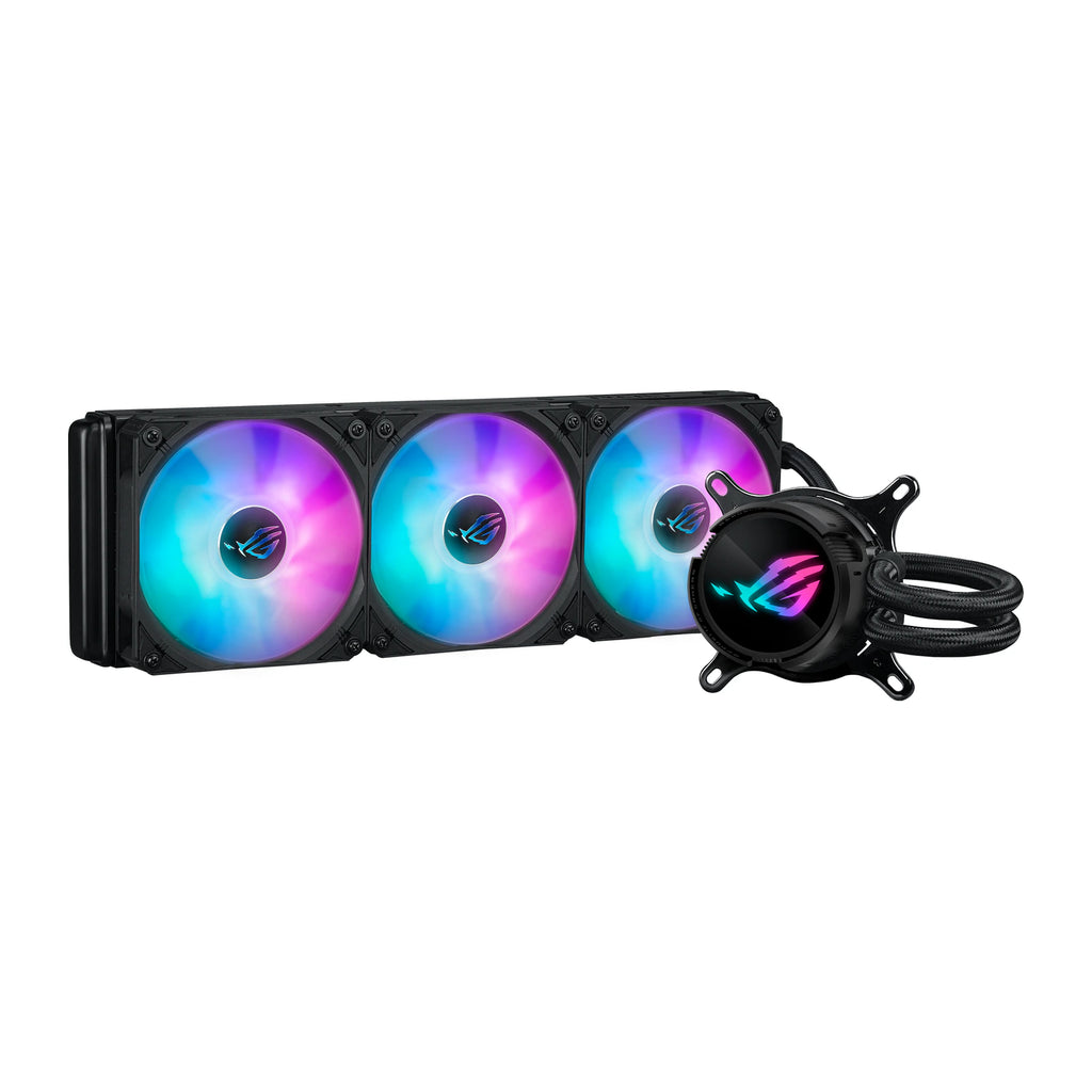 ASUS ROG Strix LC III 360 ARGB Noir — vue principale du watercooling AIO sur fond blanc carré — réf. 90RC00T1-M0UAY0