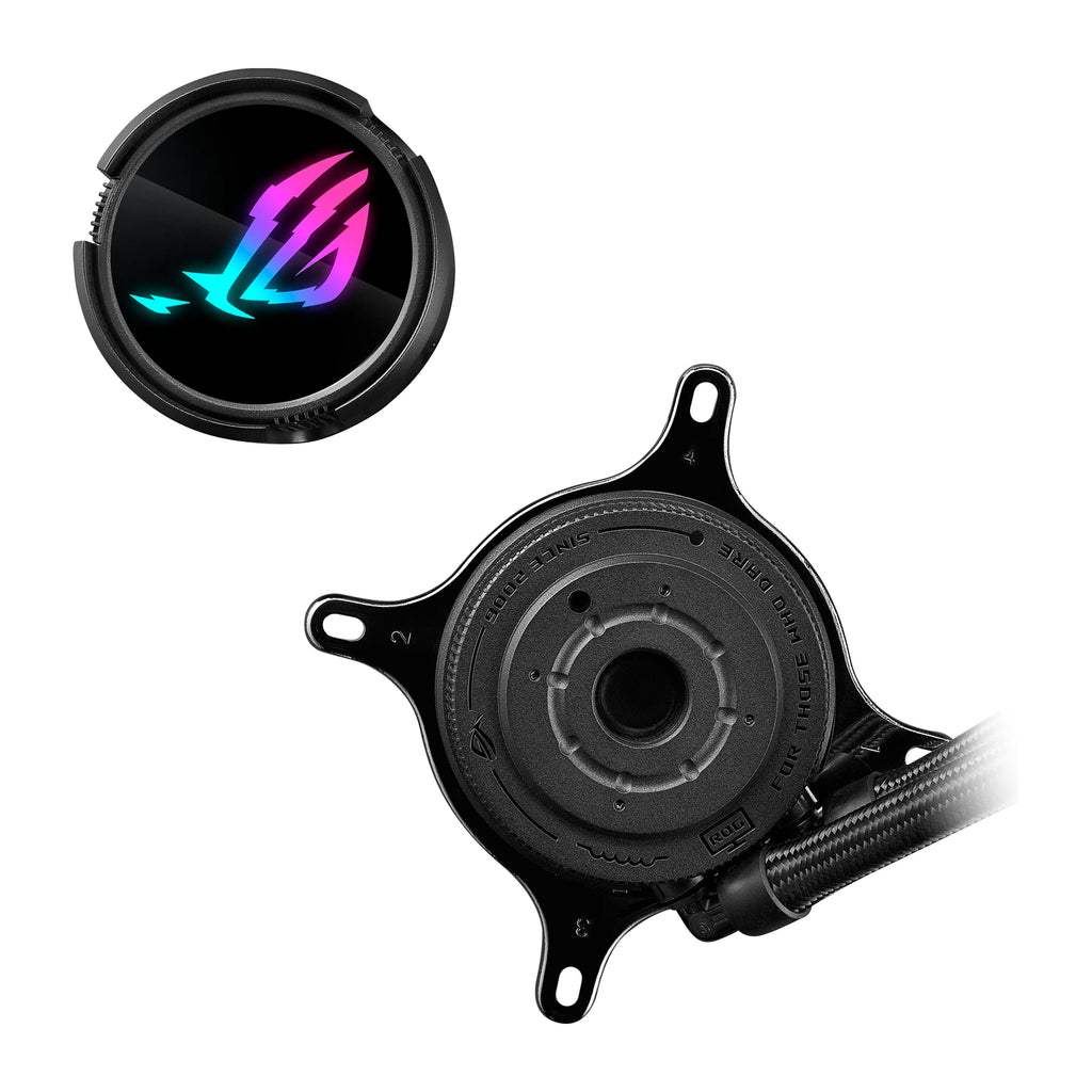 ASUS ROG Strix LC III 360 ARGB Noir — vue produit 4 du watercooling AIO sur fond blanc carré — réf. 90RC00T1-M0UAY0