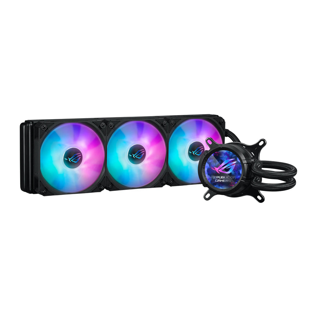 ASUS ROG STRIX LC III 360 ARGB LCD Noir — vue principale du watercooling AIO sur fond blanc carré — réf. 90RC00W1-M0UAY0