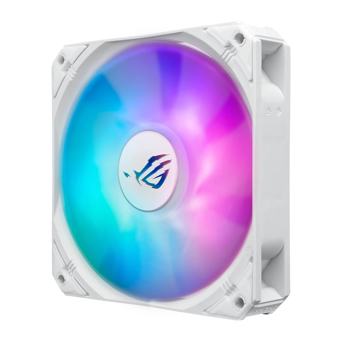 ASUS ROG STRIX LC III 360 ARGB LCD Blanc — vue de l’écran 7 du watercooling AIO sur fond blanc carré — réf. 90RC00W2-M0UAY0