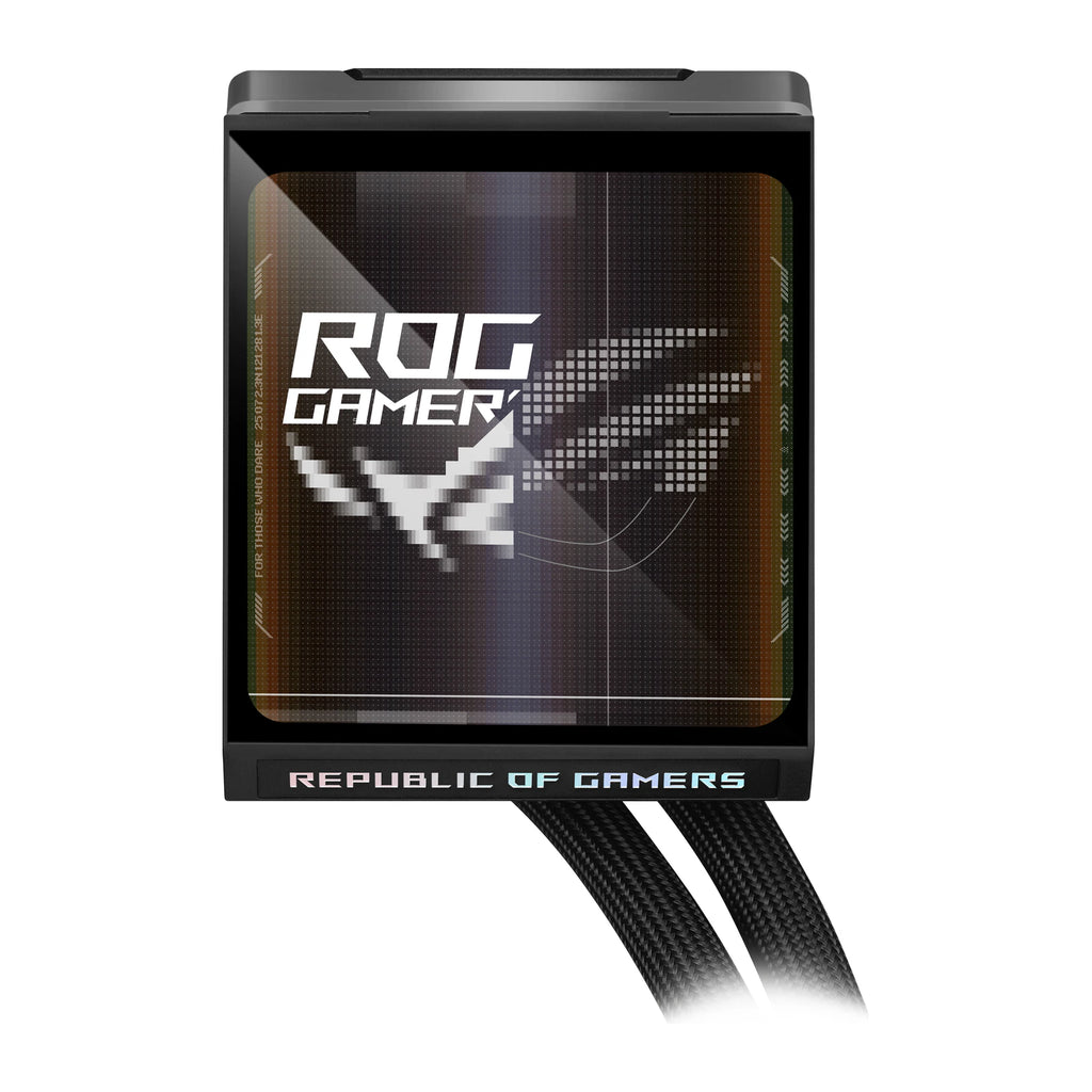 ASUS ROG Strix LC IV 360 ARGB LCD Noir — vue de l’écran 6 du watercooling AIO sur fond blanc carré — réf. 90RC01M1-B0EAY0