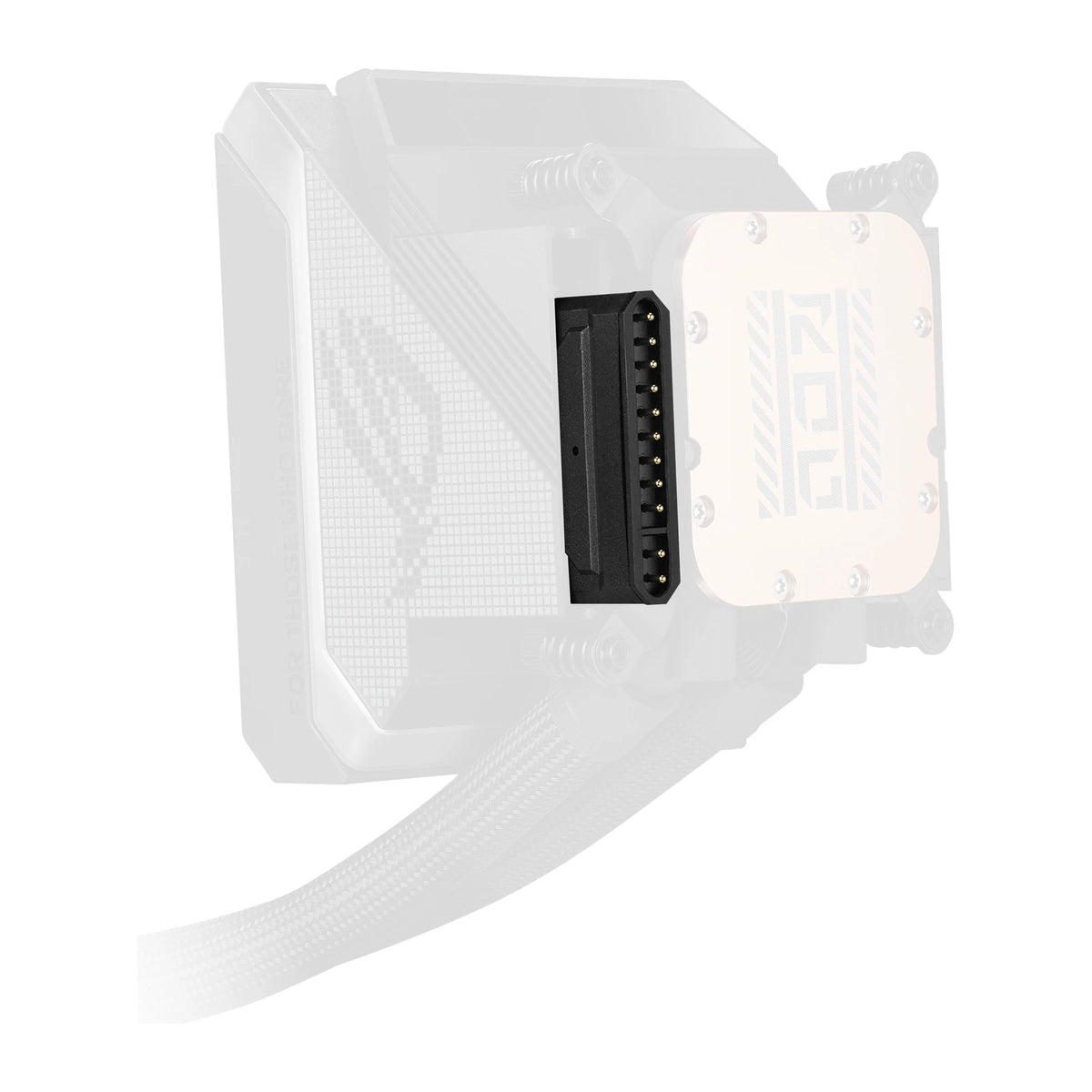 ASUS ROG Strix LC IV 360 ARGB LCD Noir — vue arrière du watercooling AIO sur fond blanc carré — réf. 90RC01M1-B0EAY0