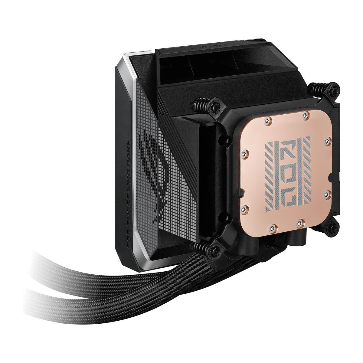 ASUS ROG Strix LC IV 360 ARGB LCD Noir — vue arrière 2 du watercooling AIO sur fond blanc carré — réf. 90RC01M1-B0EAY0