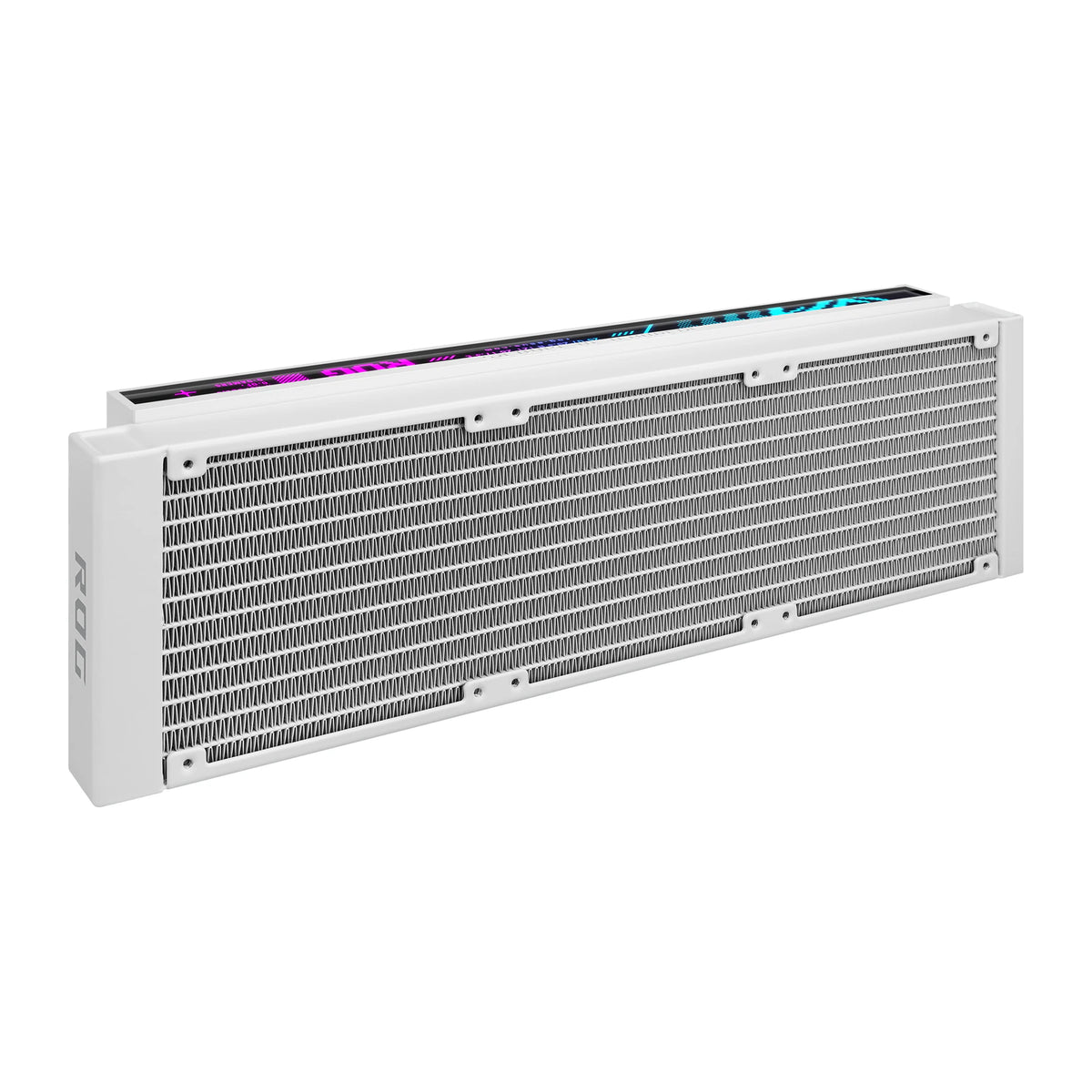ASUS ROG Strix LC IV 360 ARGB LCD Blanc — vue de l’écran 8 du watercooling AIO sur fond blanc carré — réf. 90RC01M2-B0EAY0