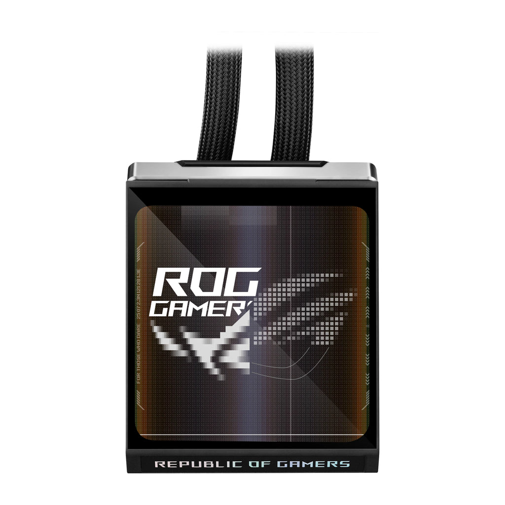 ASUS ROG Strix SLC IV 360 ARGB LCD Noir — vue de l’écran 6 du watercooling AIO sur fond blanc carré — réf. 90RC01S1-B0EAY0