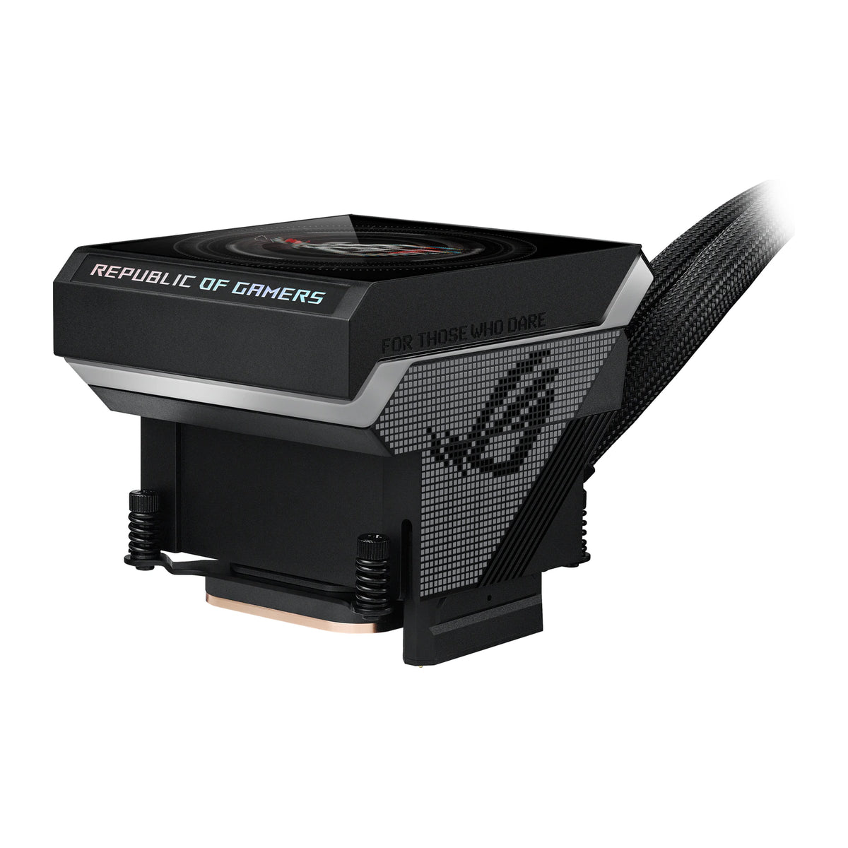ASUS ROG Strix SLC IV 360 ARGB LCD Noir — vue de l’écran 7 du watercooling AIO sur fond blanc carré — réf. 90RC01S1-B0EAY0