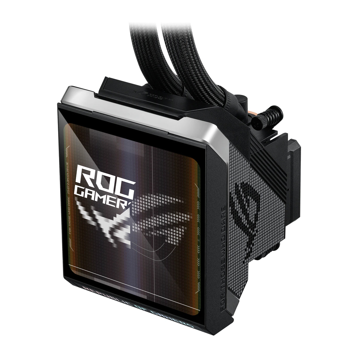ASUS ROG Strix SLC IV 360 ARGB LCD Noir — vue arrière du watercooling AIO sur fond blanc carré — réf. 90RC01S1-B0EAY0