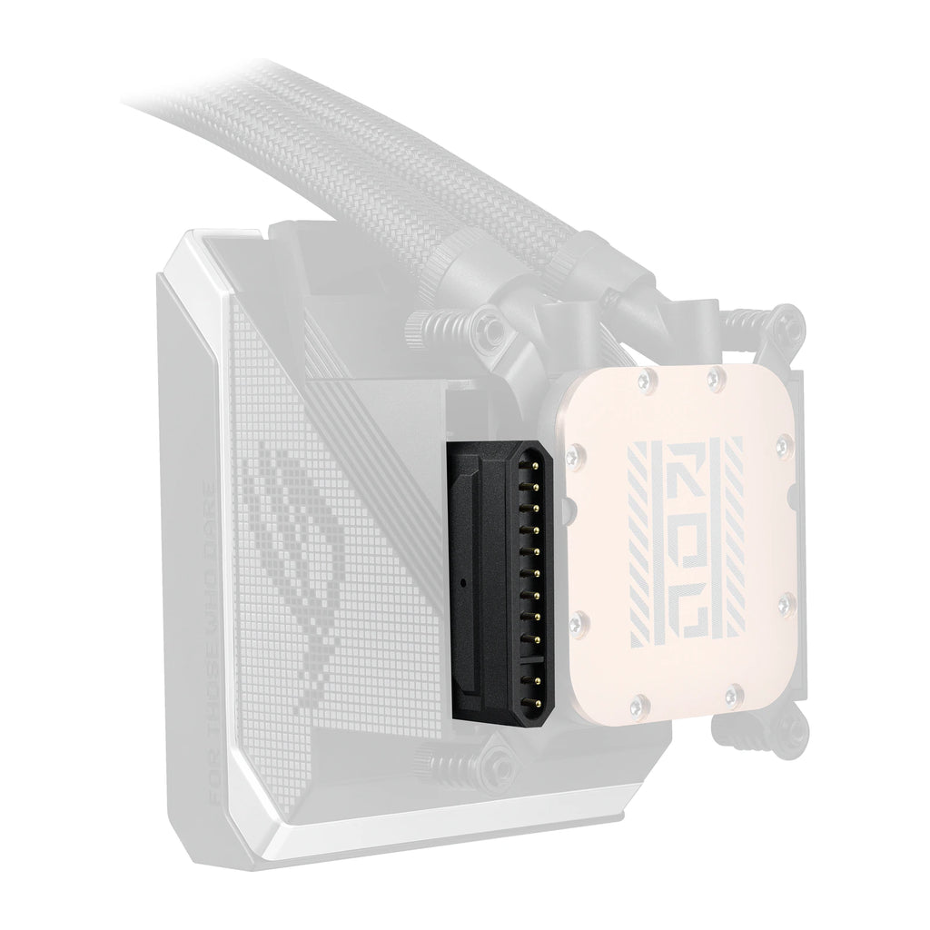 ASUS ROG Strix SLC IV 360 ARGB LCD Noir — vue de l’écran 9 du watercooling AIO sur fond blanc carré — réf. 90RC01S1-B0EAY0