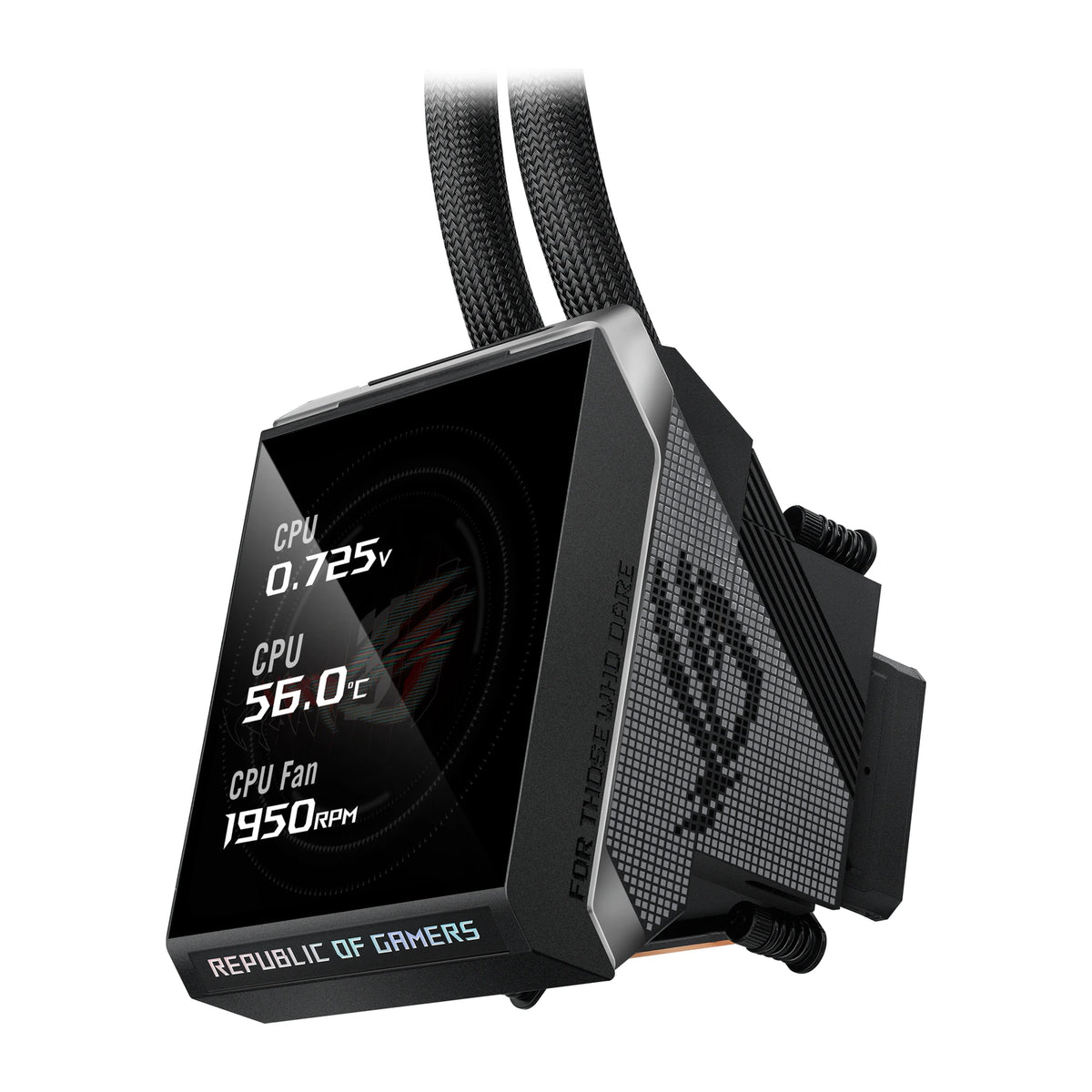 ASUS ROG Strix SLC IV 360 ARGB LCD Noir — vue de l’écran 10 du watercooling AIO sur fond blanc carré — réf. 90RC01S1-B0EAY0