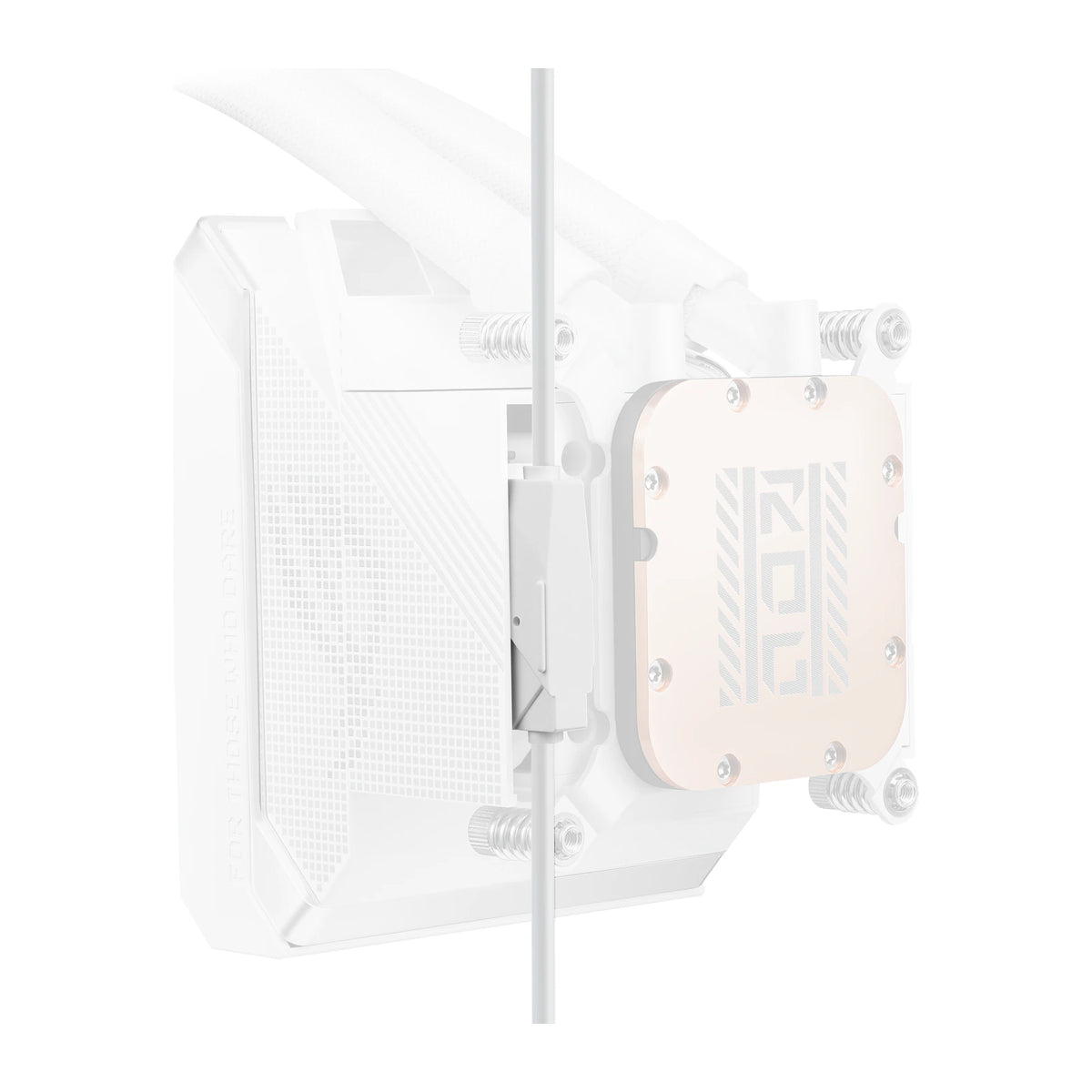ASUS ROG Strix SLC IV 360 ARGB LCD Blanc — vue de l’écran 9 du watercooling AIO sur fond blanc carré — réf. 90RC01S2-B0EAY0