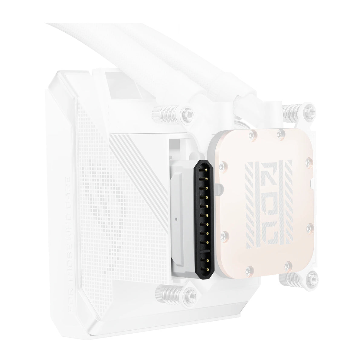 ASUS ROG Strix SLC IV 360 ARGB LCD Blanc — vue de l’écran 10 du watercooling AIO sur fond blanc carré — réf. 90RC01S2-B0EAY0