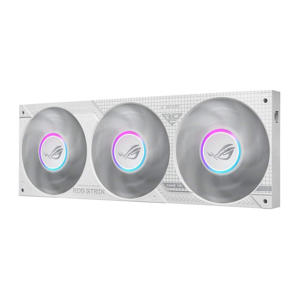 ASUS ROG Strix SLC IV 360 ARGB LCD Blanc — vue de l’écran 12 du watercooling AIO sur fond blanc carré — réf. 90RC01S2-B0EAY0