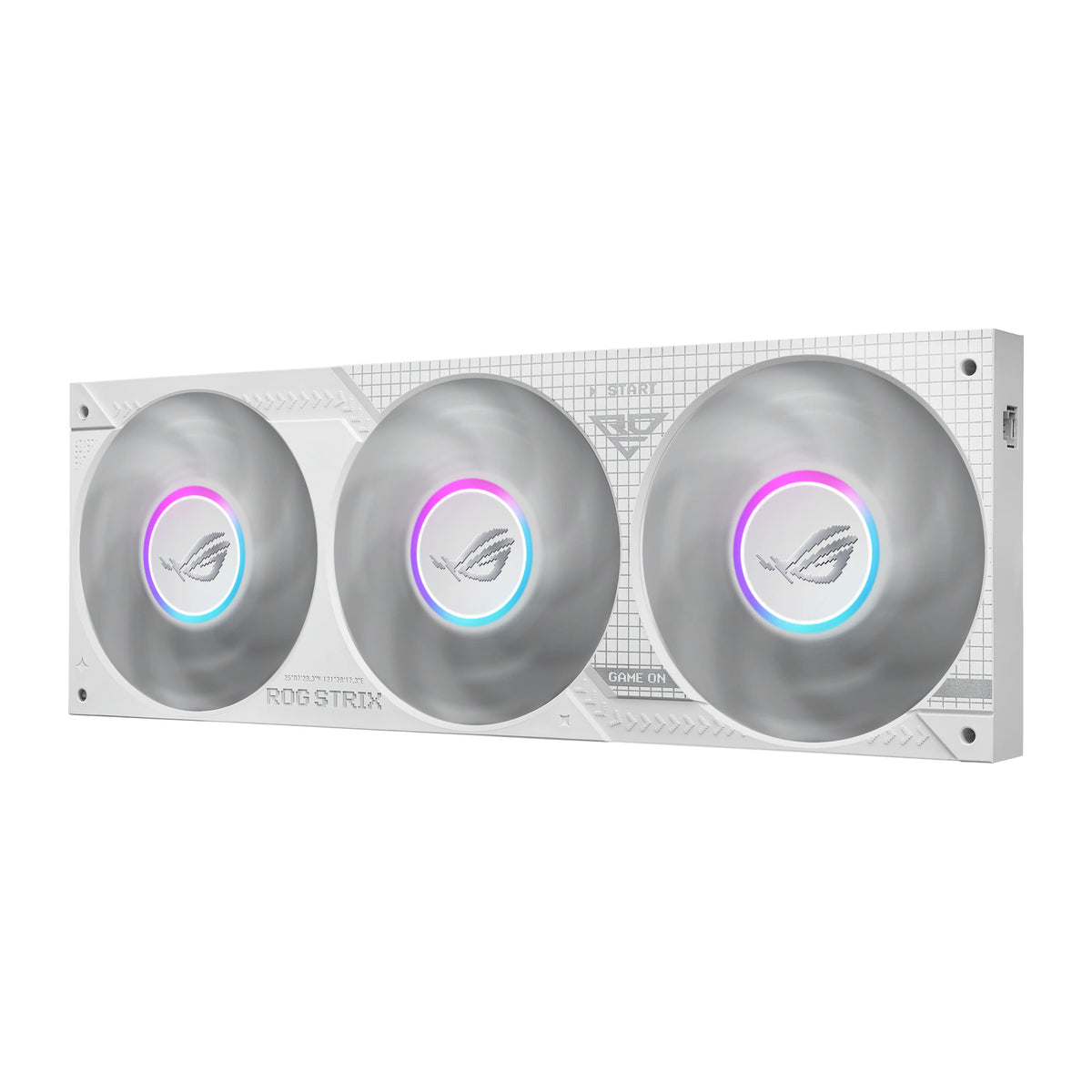 ASUS ROG Strix SLC IV 360 ARGB LCD Blanc — vue de l’écran 12 du watercooling AIO sur fond blanc carré — réf. 90RC01S2-B0EAY0