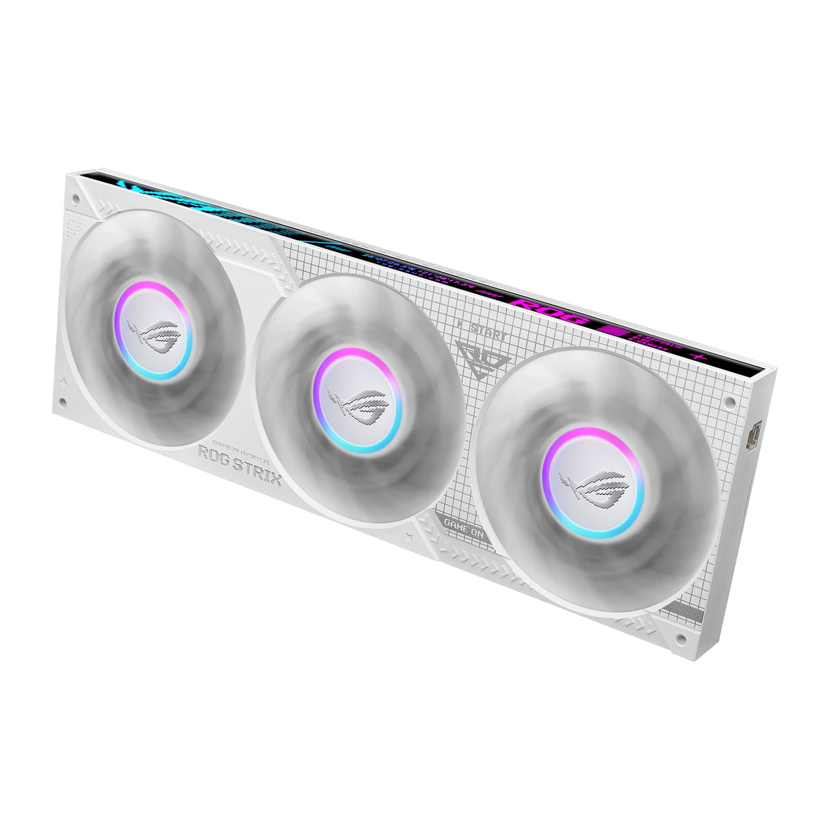 ASUS ROG Strix SLC IV 360 ARGB LCD Blanc — vue de l’écran 13 du watercooling AIO sur fond blanc carré — réf. 90RC01S2-B0EAY0