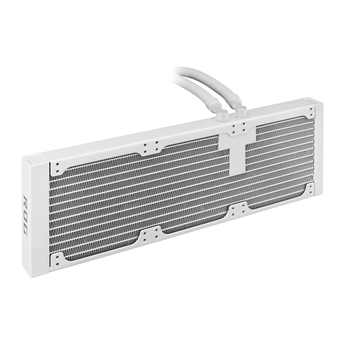 ASUS ROG Strix SLC IV 360 ARGB LCD Blanc — vue arrière du watercooling AIO sur fond blanc carré — réf. 90RC01S2-B0EAY0