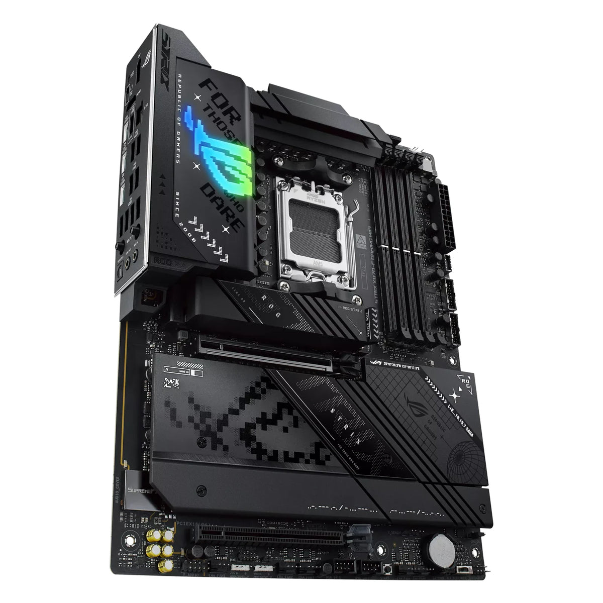 ASUS ROG STRIX X870-F GAMING WIFI — vue produit 3 sur fond blanc carré — réf. 90MB1IV0-M0EAY0