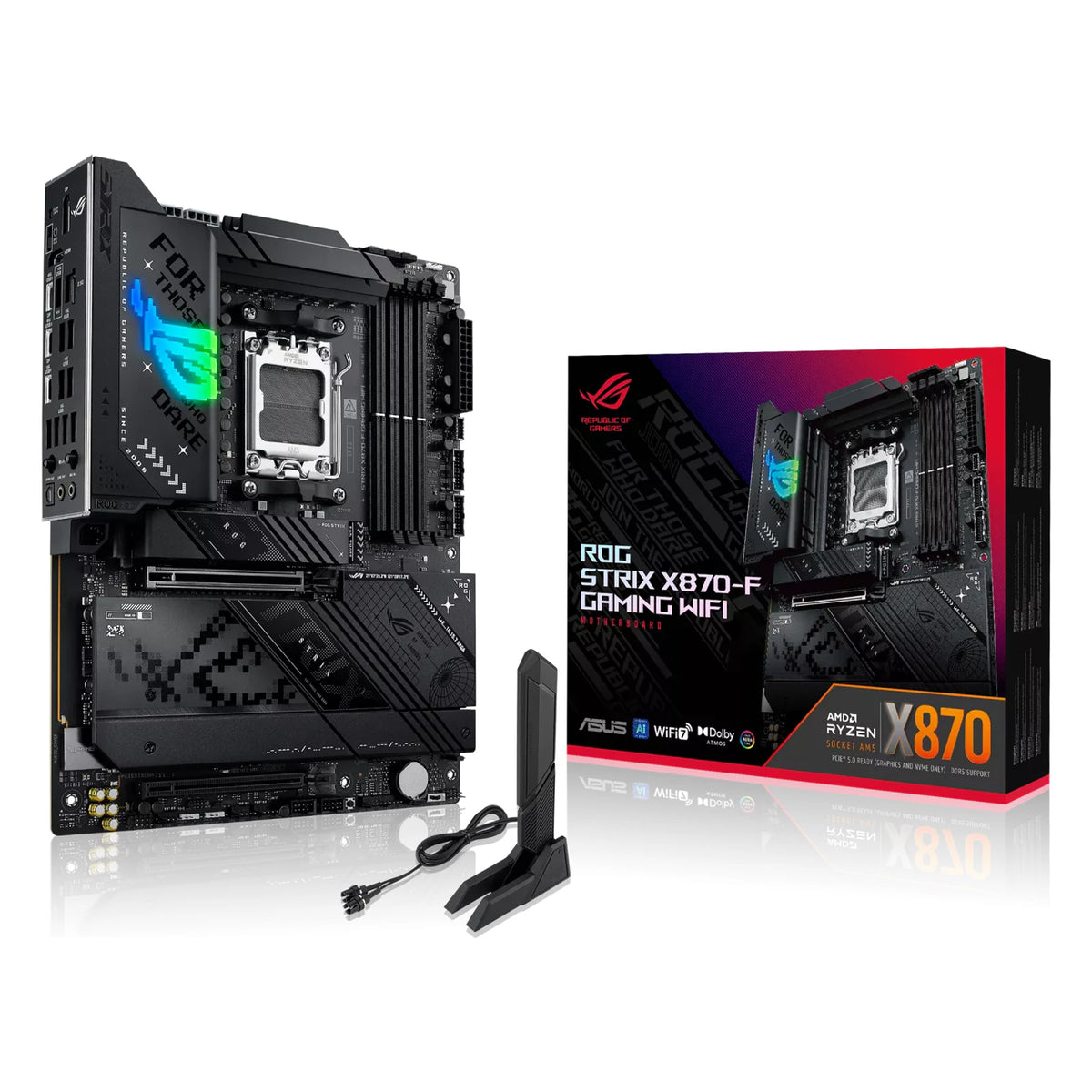 ASUS ROG STRIX X870-F GAMING WIFI — vue produit 12 sur fond blanc carré — réf. 90MB1IV0-M0EAY0