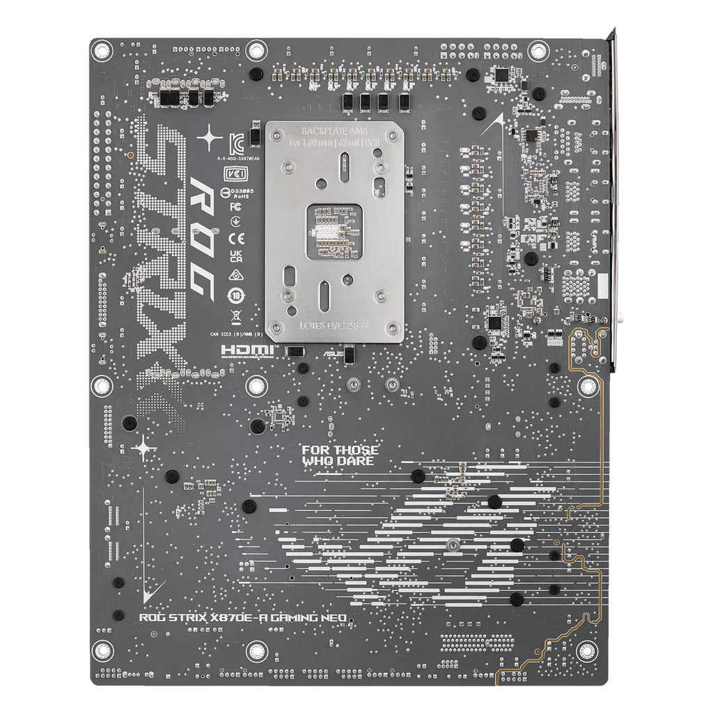 ASUS ROG STRIX X870E-A GAMING WIFI7 NEO — vue arrière sur fond blanc carré — réf. 90MB1P30-M0EAY0