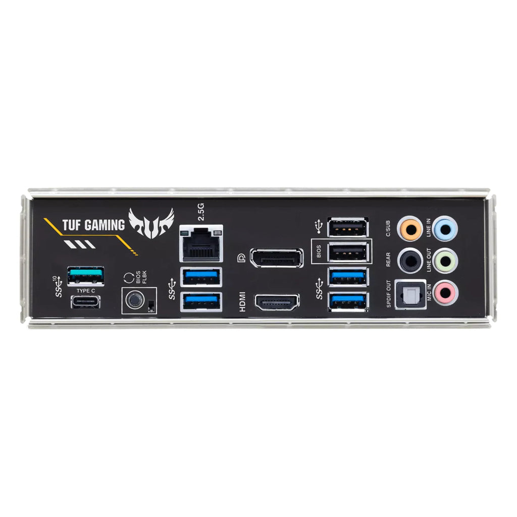 ASUS TUF GAMING B550-PLUS — vue produit 5 sur fond blanc carré — réf. 90MB14G0-M0EAY0