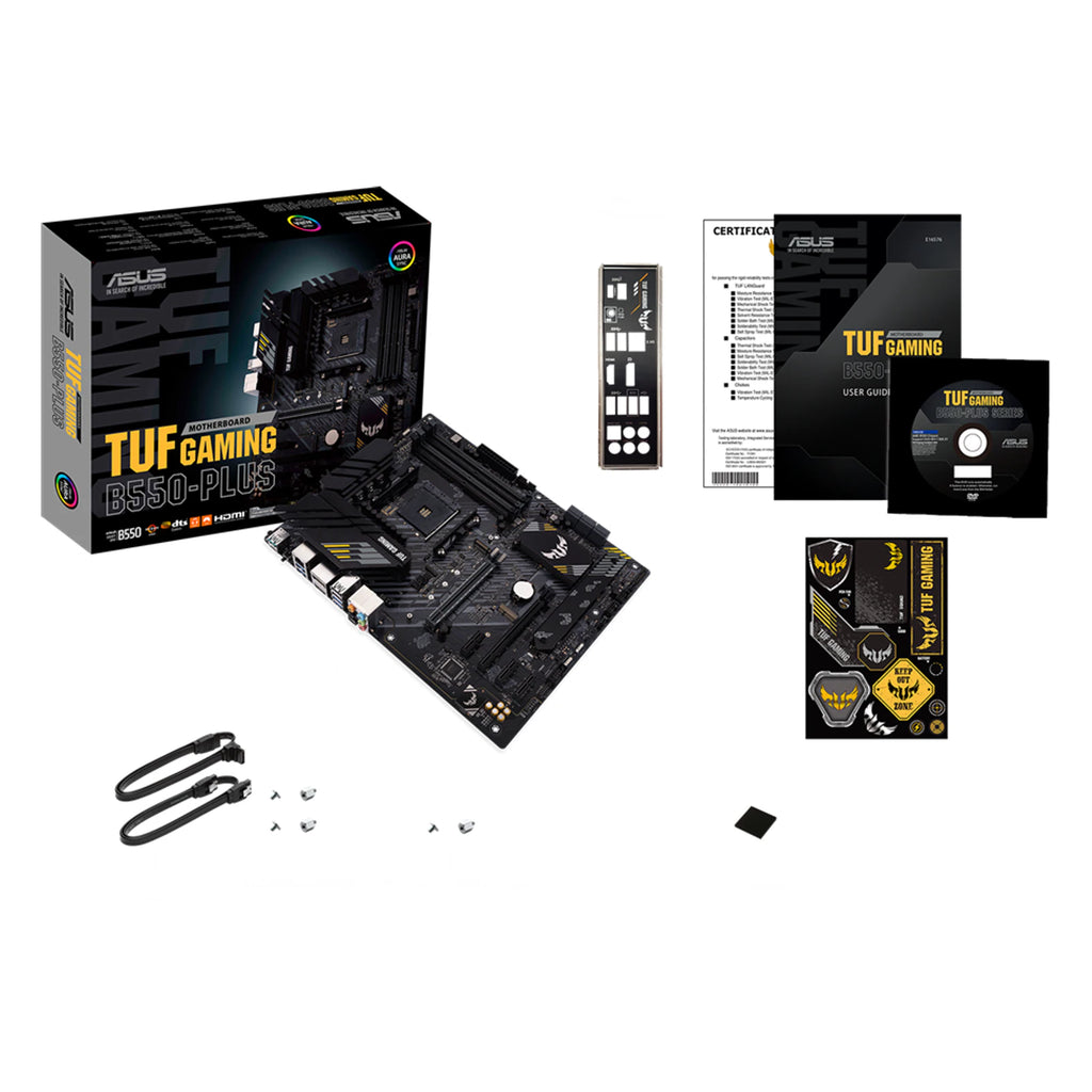 ASUS TUF GAMING B550-PLUS — vue produit 6 sur fond blanc carré — réf. 90MB14G0-M0EAY0