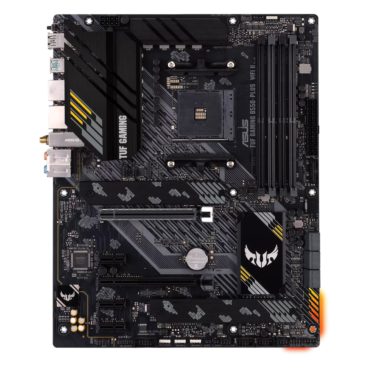 ASUS TUF GAMING B550-PLUS WIFI II — vue principale sur fond blanc carré — réf. 90MB19U0-M0EAY0