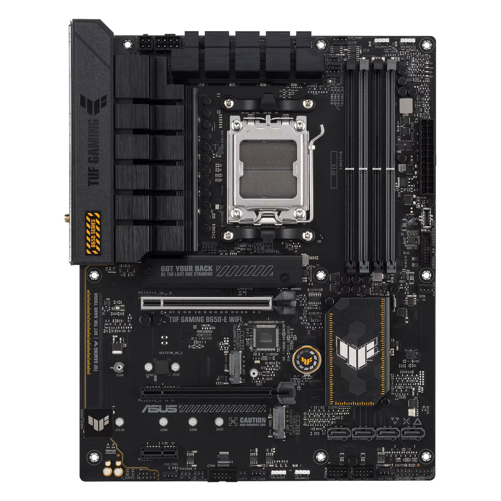 ASUS TUF GAMING B650-E WIFI — vue principale sur fond blanc carré — réf. 90MB1GT0-M0EAY0