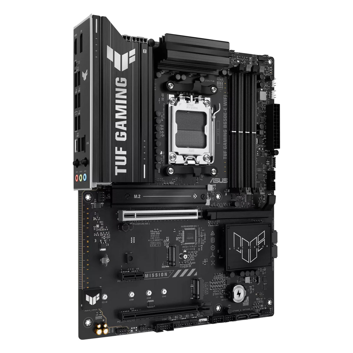 ASUS TUF GAMING B650E-E WIFI — connectique arrière sur fond blanc carré — réf. 90MB1LT0-M0EAY0
