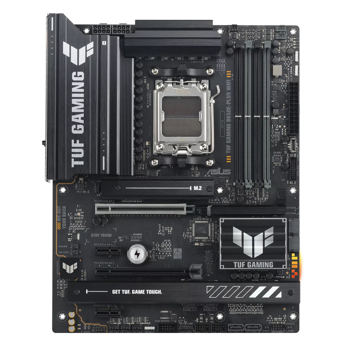 ASUS TUF GAMING B650E-PLUS WIFI — vue principale sur fond blanc carré — réf. 90MB1M20-M0EAY0