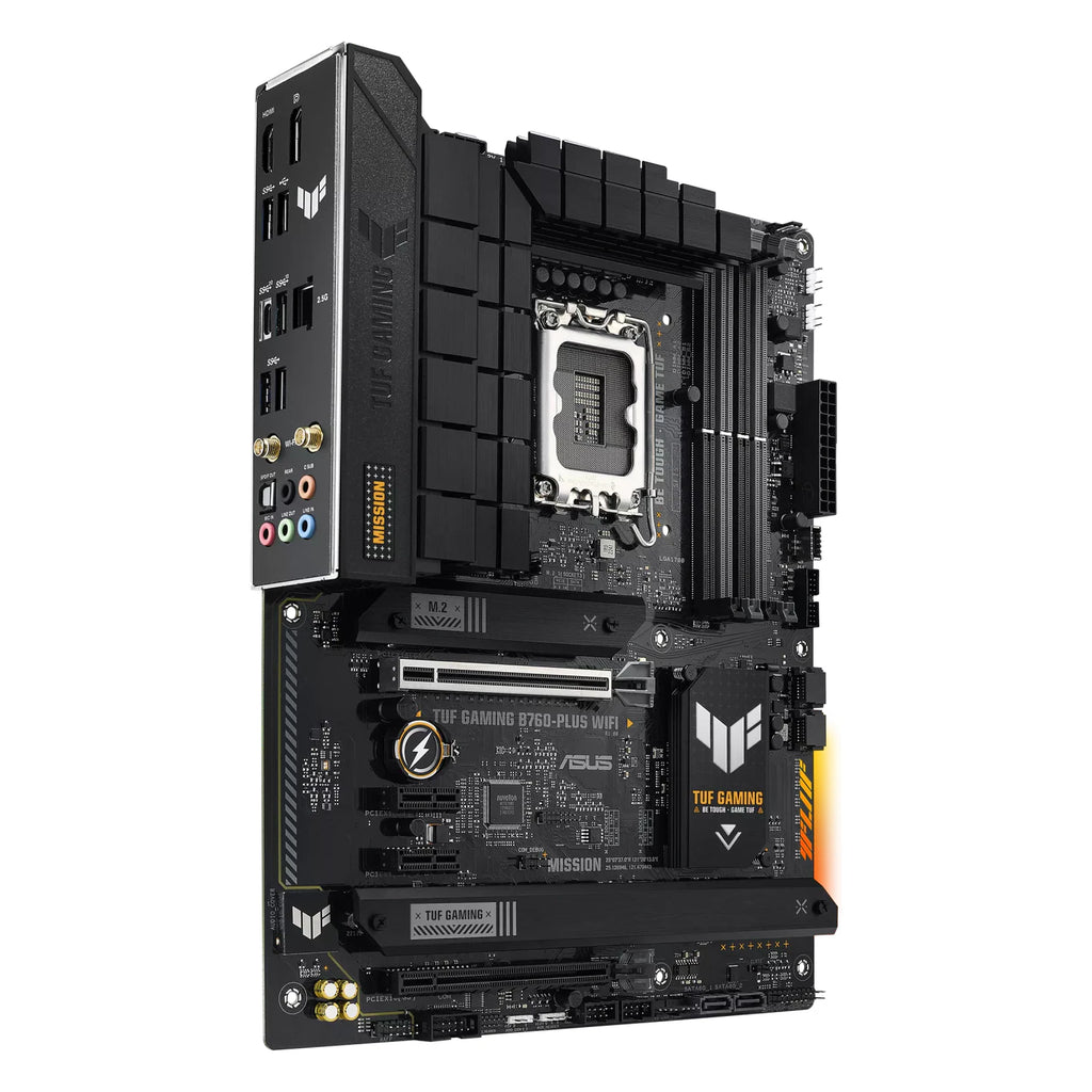 ASUS TUF GAMING B760-PLUS WIFI — connectique arrière sur fond blanc carré — réf. 90MB1ER0-M1EAY0