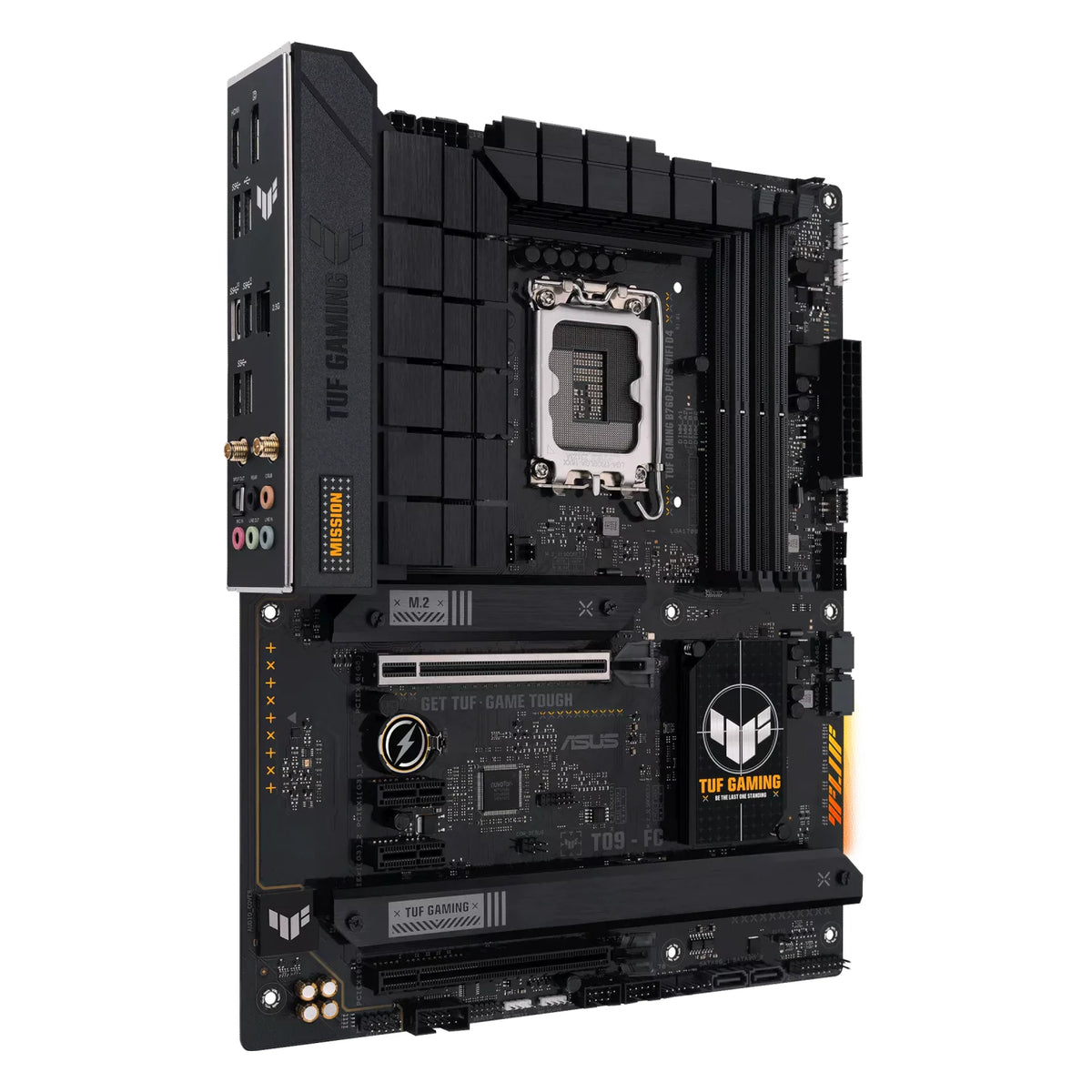 ASUS TUF GAMING B760-PLUS WIFI D4 — vue produit 2 sur fond blanc carré — réf. 90MB1DF0-M1EAY0