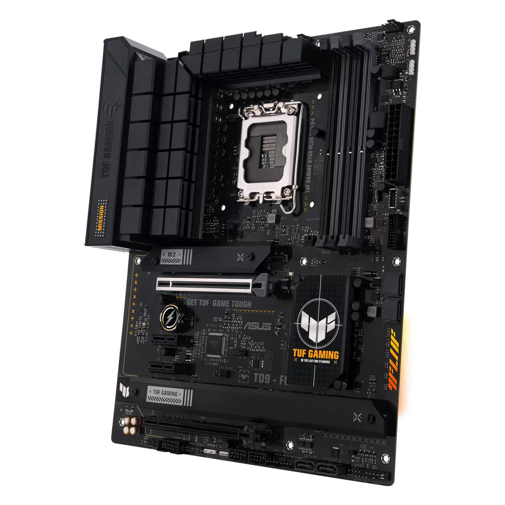 ASUS TUF GAMING B760-PLUS WIFI D4 — vue produit 3 sur fond blanc carré — réf. 90MB1DF0-M1EAY0