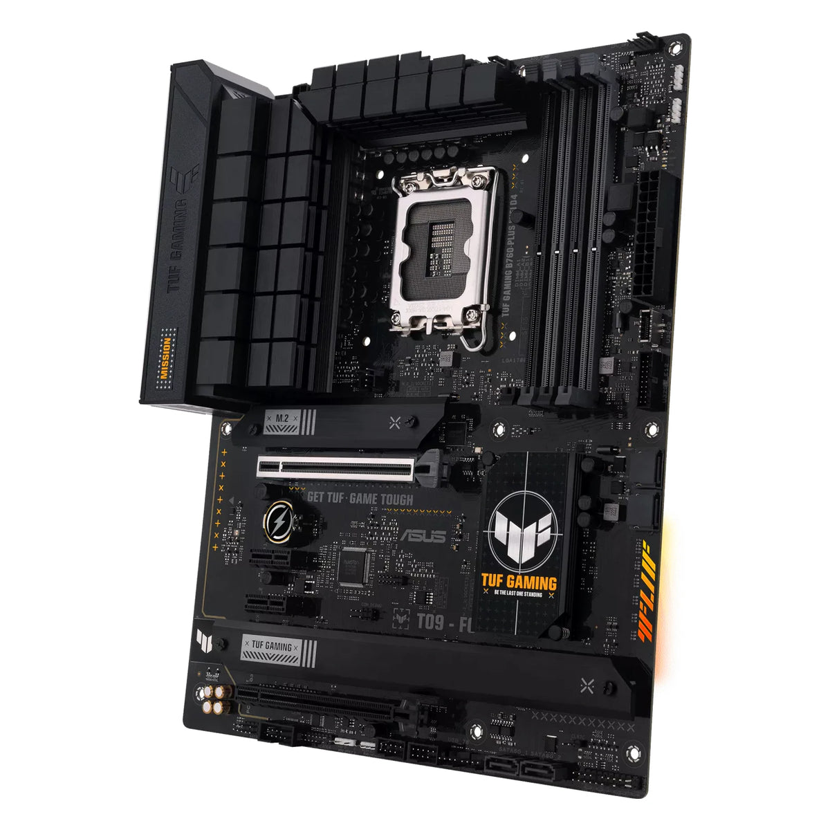 ASUS TUF GAMING B760-PLUS WIFI D4 — vue produit 3 sur fond blanc carré — réf. 90MB1DF0-M1EAY0